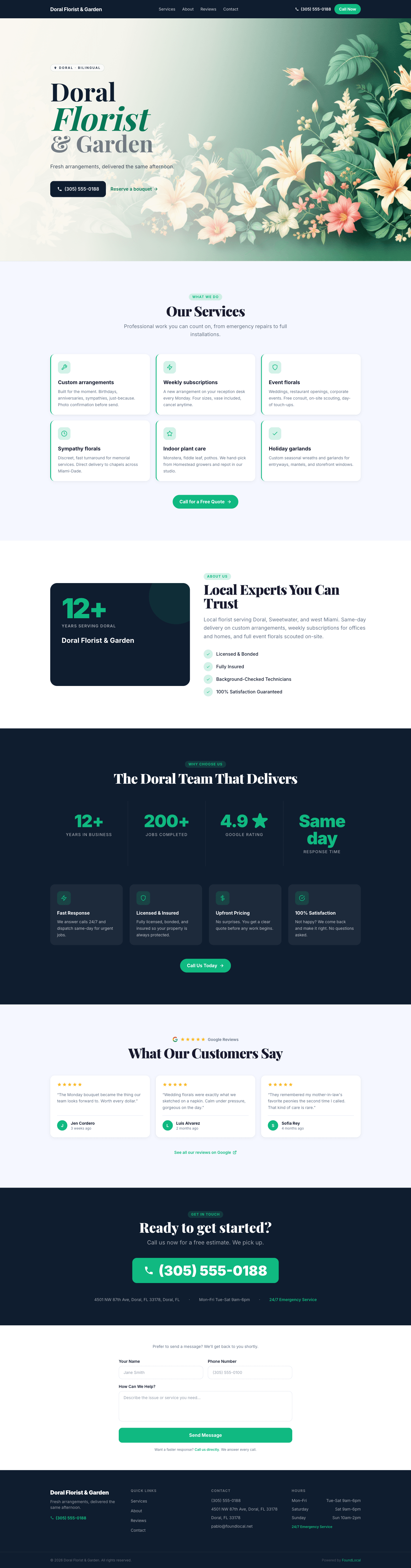 Doral Florist & Garden sample build — Florist · Garden Center